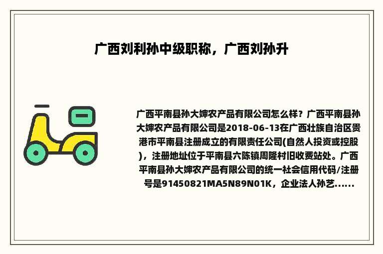 广西刘利孙中级职称，广西刘孙升