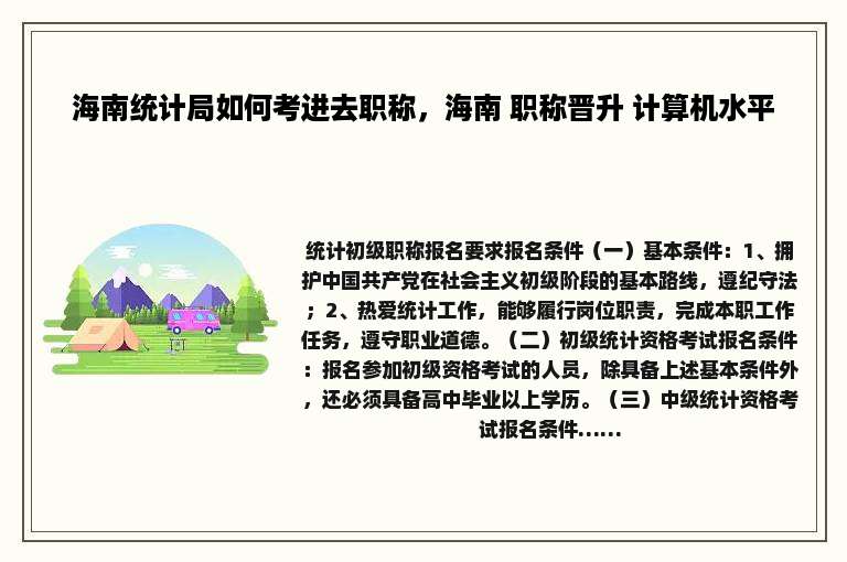海南统计局如何考进去职称，海南 职称晋升 计算机水平
