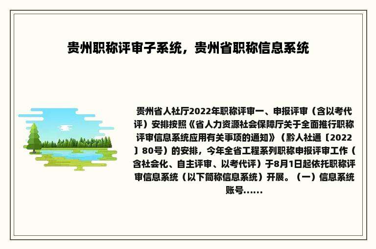 贵州职称评审子系统，贵州省职称信息系统