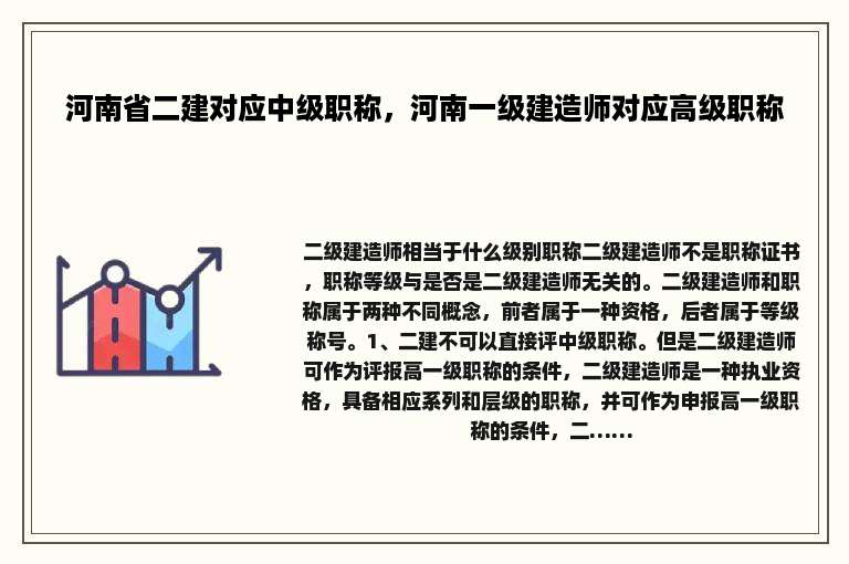 河南省二建对应中级职称，河南一级建造师对应高级职称