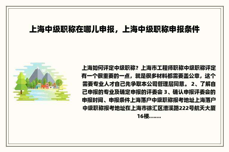 上海中级职称在哪儿申报，上海中级职称申报条件