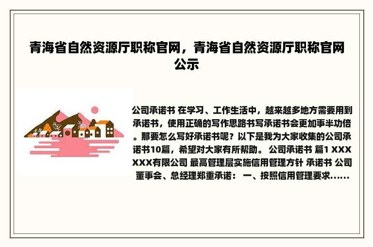 青海省自然资源厅职称官网，青海省自然资源厅职称官网公示
