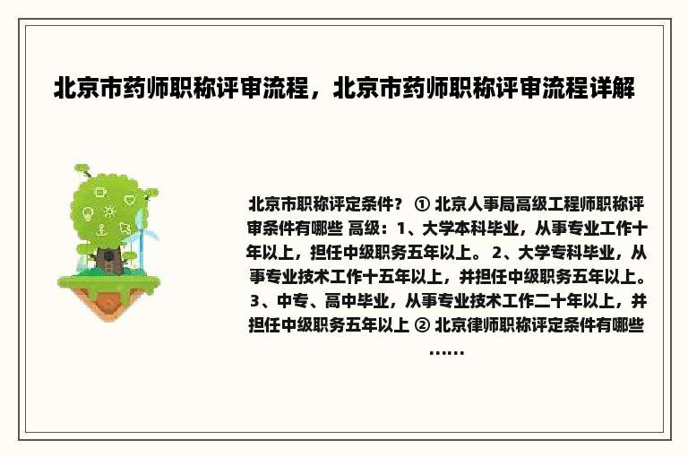 北京市药师职称评审流程，北京市药师职称评审流程详解