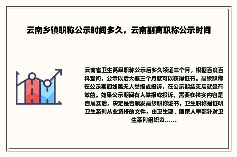云南乡镇职称公示时间多久，云南副高职称公示时间