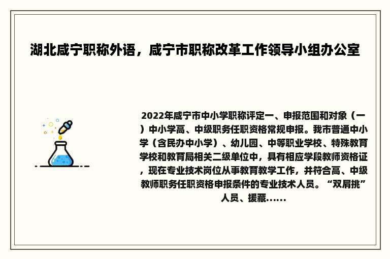 湖北咸宁职称外语，咸宁市职称改革工作领导小组办公室