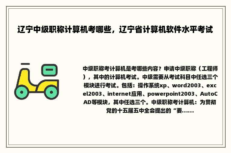 辽宁中级职称计算机考哪些，辽宁省计算机软件水平考试