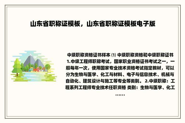 山东省职称证模板，山东省职称证模板电子版