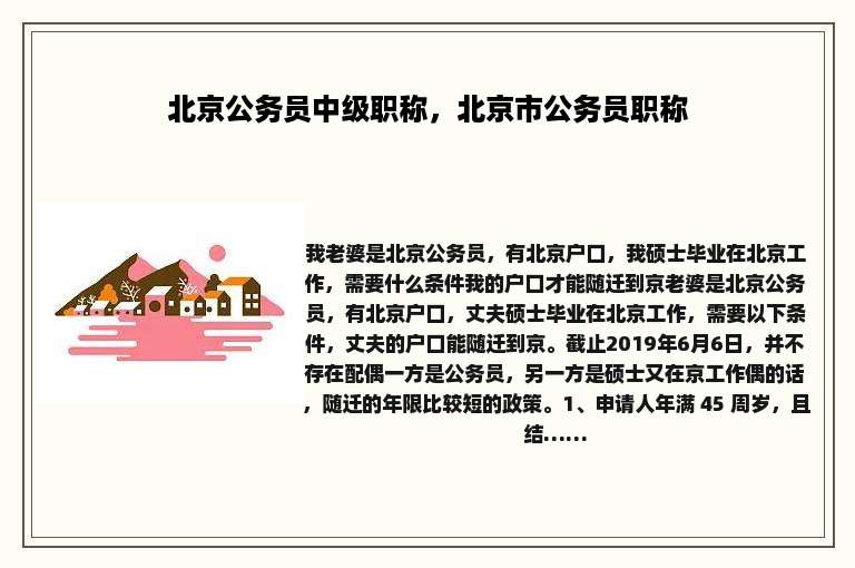 北京公务员中级职称，北京市公务员职称