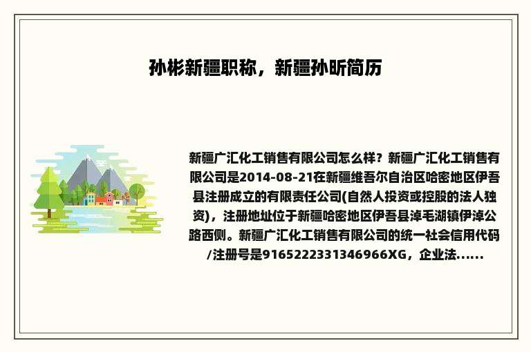 孙彬新疆职称，新疆孙昕简历