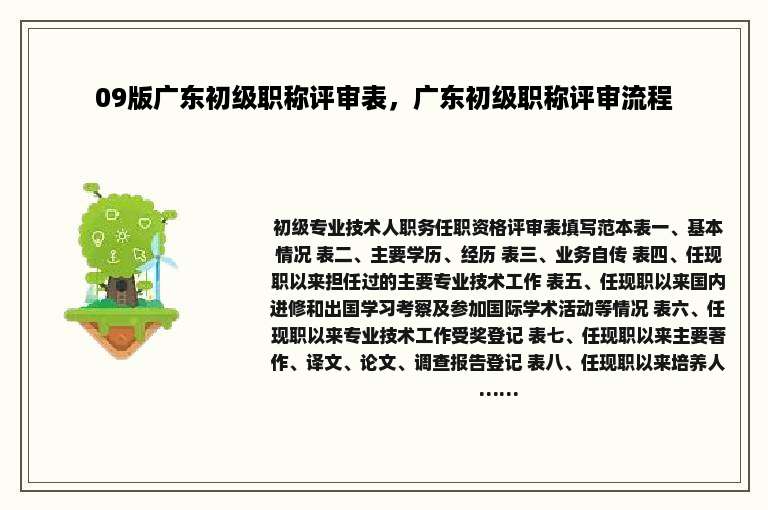 09版广东初级职称评审表，广东初级职称评审流程