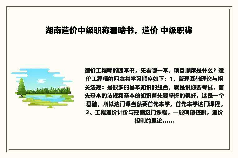 湖南造价中级职称看啥书，造价 中级职称