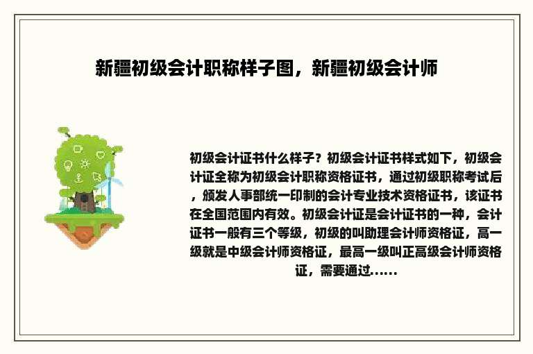 新疆初级会计职称样子图，新疆初级会计师