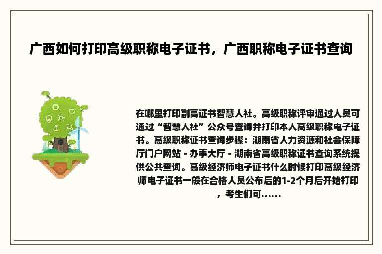 广西如何打印高级职称电子证书，广西职称电子证书查询