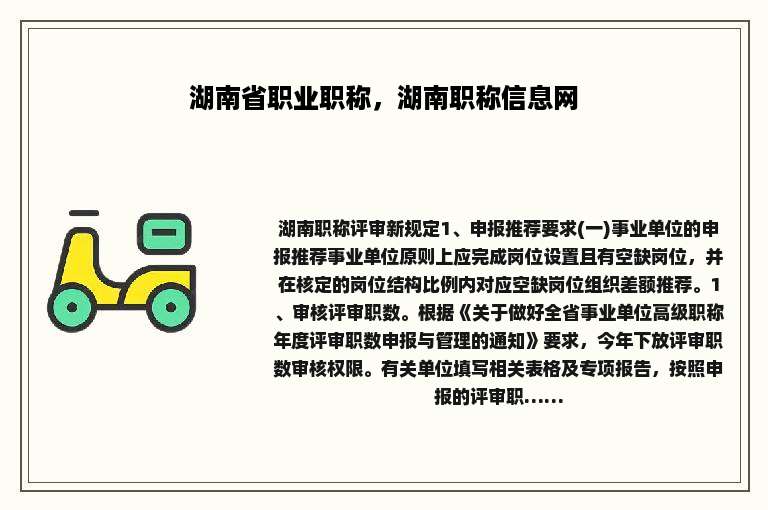 湖南省职业职称，湖南职称信息网