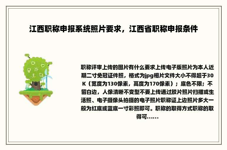 江西职称申报系统照片要求，江西省职称申报条件