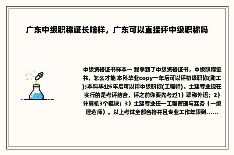广东中级职称证长啥样，广东可以直接评中级职称吗
