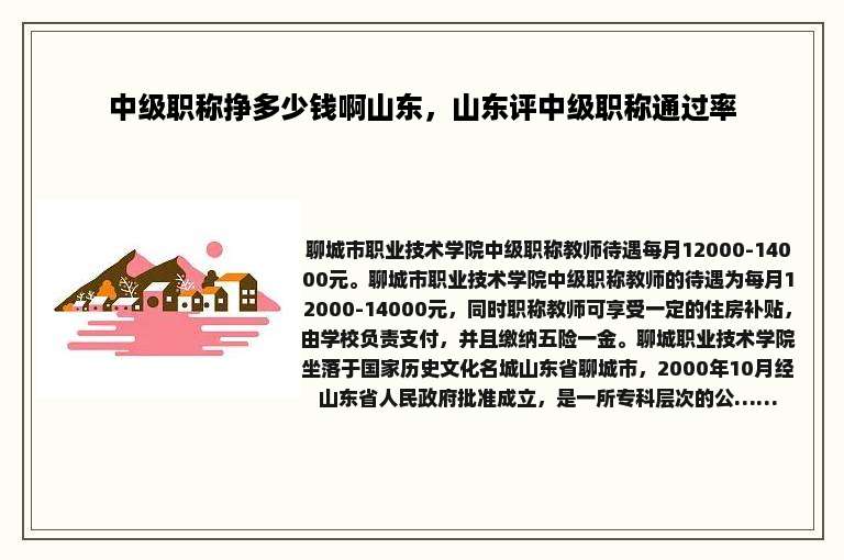 中级职称挣多少钱啊山东，山东评中级职称通过率