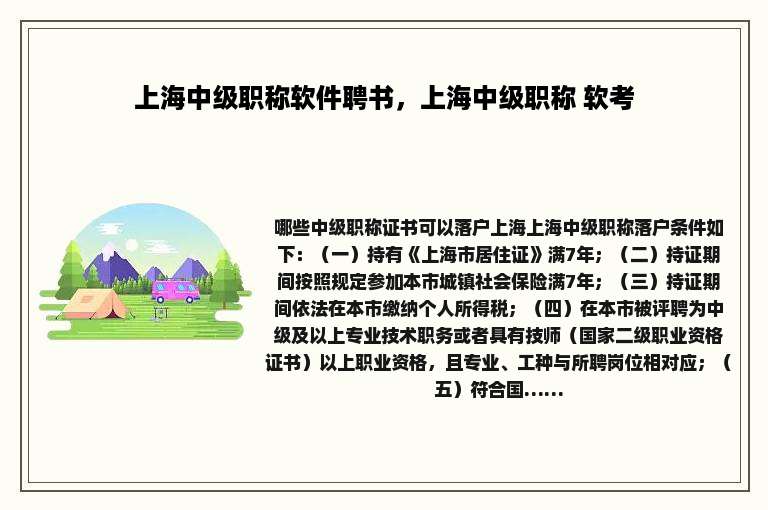 上海中级职称软件聘书，上海中级职称 软考