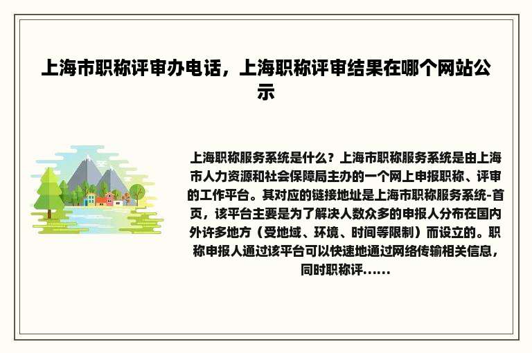上海市职称评审办电话，上海职称评审结果在哪个网站公示