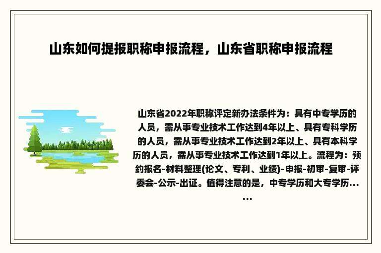 山东如何提报职称申报流程，山东省职称申报流程