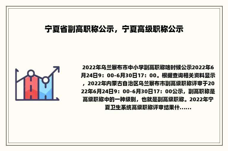 宁夏省副高职称公示，宁夏高级职称公示