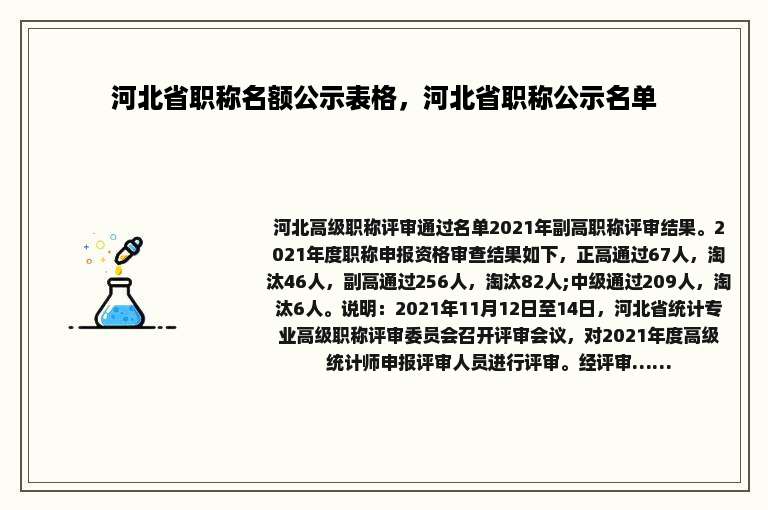 河北省职称名额公示表格，河北省职称公示名单