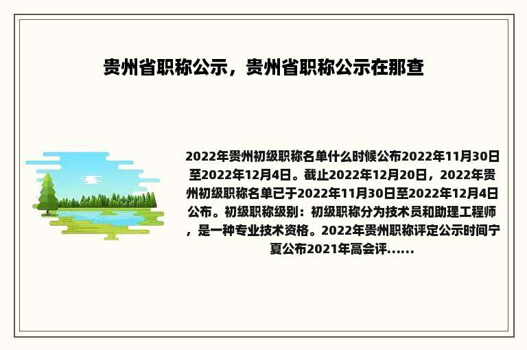 贵州省职称公示，贵州省职称公示在那查
