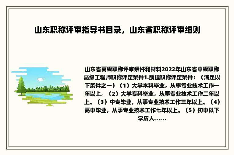 山东职称评审指导书目录，山东省职称评审细则