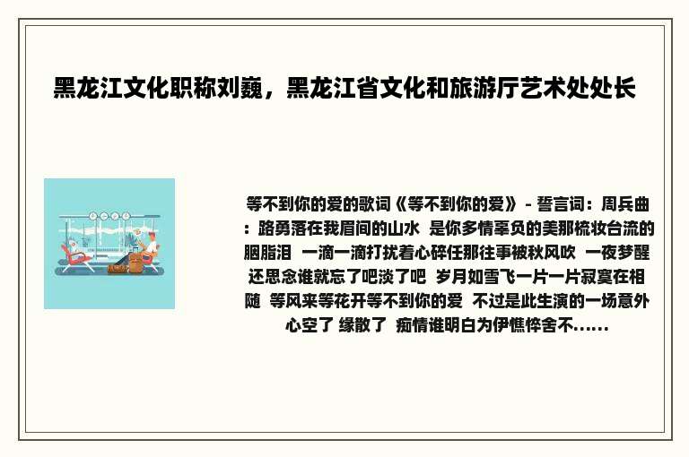 黑龙江文化职称刘巍，黑龙江省文化和旅游厅艺术处处长