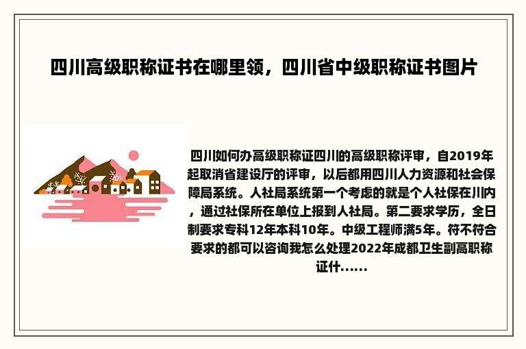 四川高级职称证书在哪里领，四川省中级职称证书图片