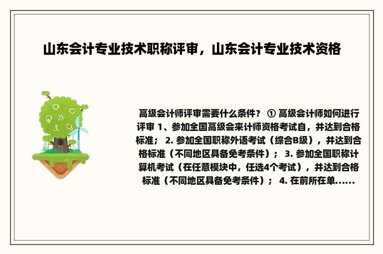 山东会计专业技术职称评审，山东会计专业技术资格