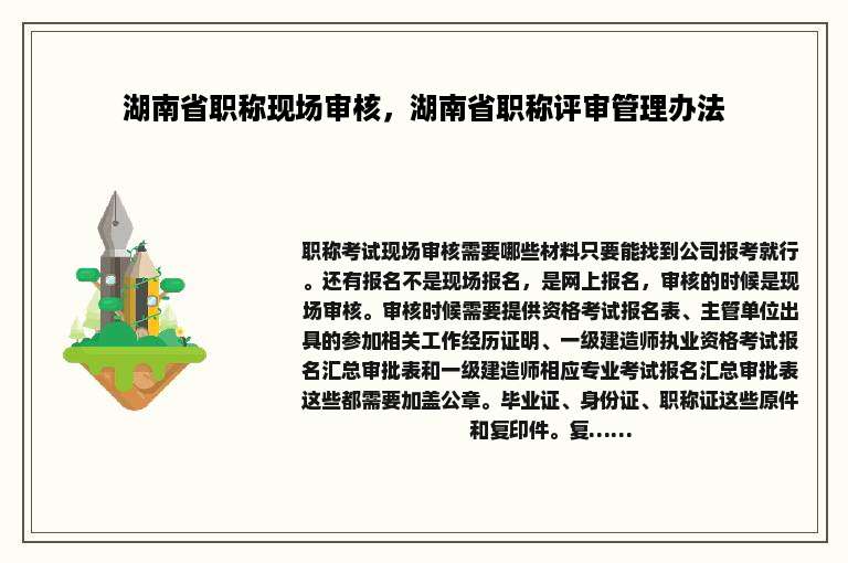 湖南省职称现场审核，湖南省职称评审管理办法