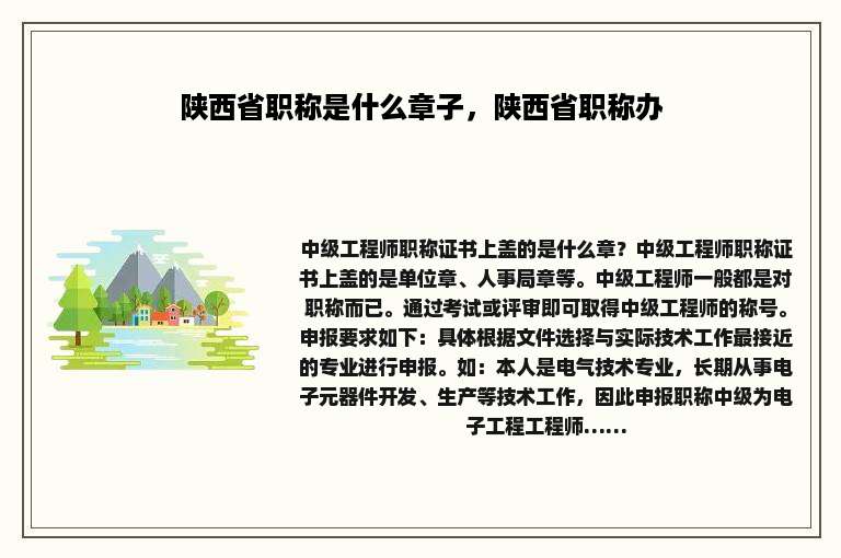 陕西省职称是什么章子，陕西省职称办
