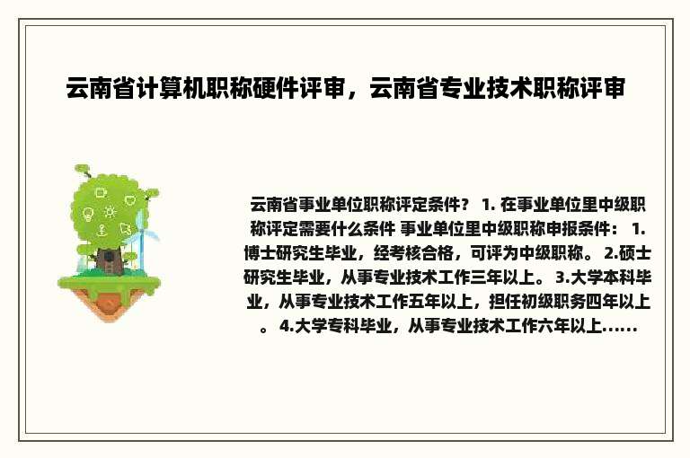 云南省计算机职称硬件评审，云南省专业技术职称评审
