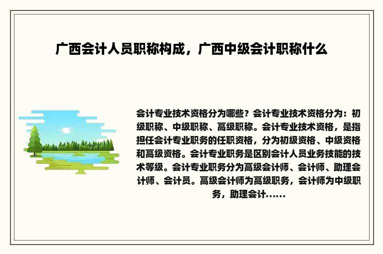 广西会计人员职称构成，广西中级会计职称什么