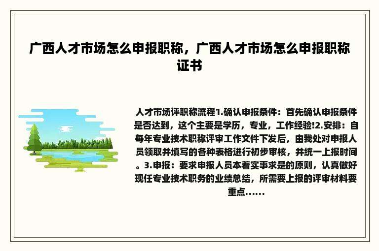 广西人才市场怎么申报职称，广西人才市场怎么申报职称证书
