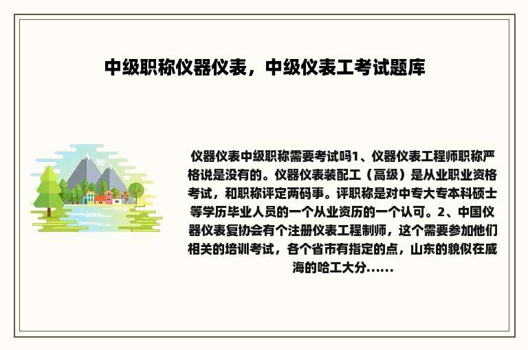 中级职称仪器仪表，中级仪表工考试题库