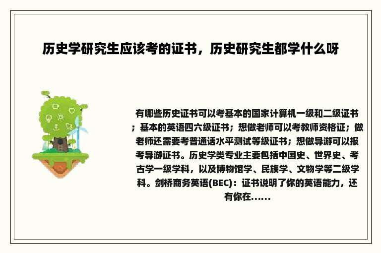 历史学研究生应该考的证书，历史研究生都学什么呀