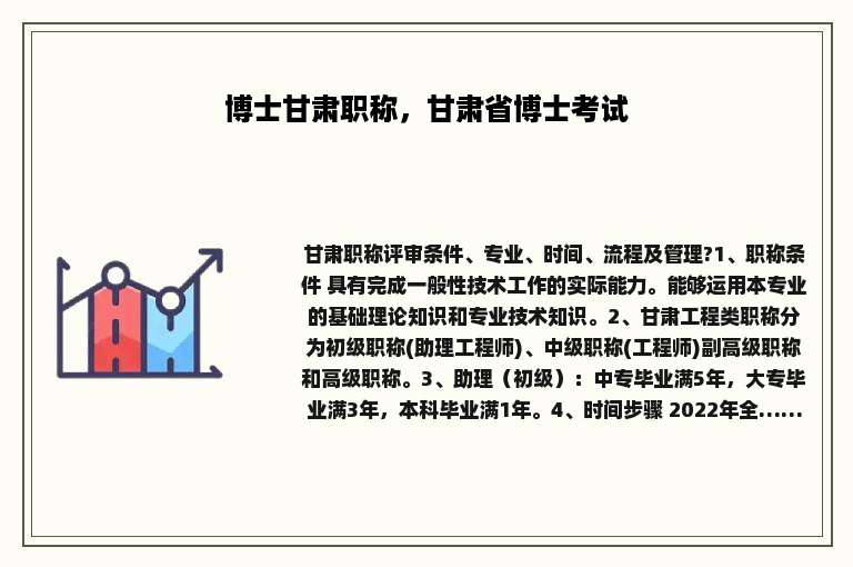 博士甘肃职称，甘肃省博士考试
