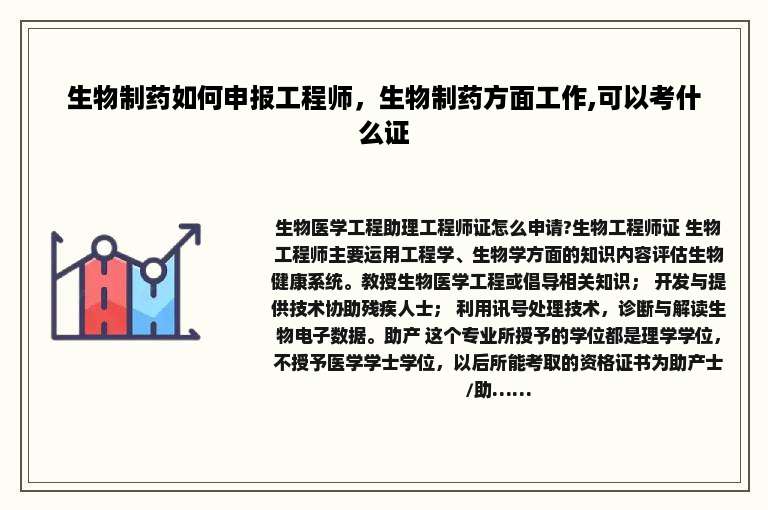 生物制药如何申报工程师，生物制药方面工作,可以考什么证