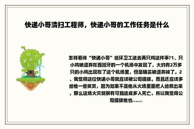 快递小哥清扫工程师，快递小哥的工作任务是什么