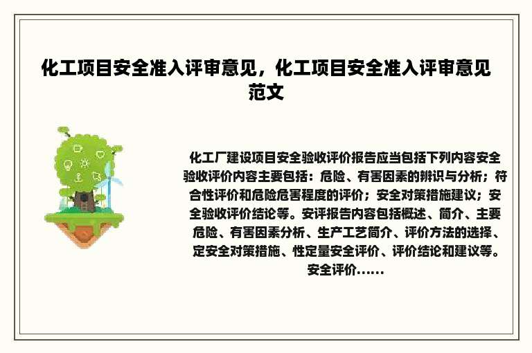 化工项目安全准入评审意见，化工项目安全准入评审意见范文