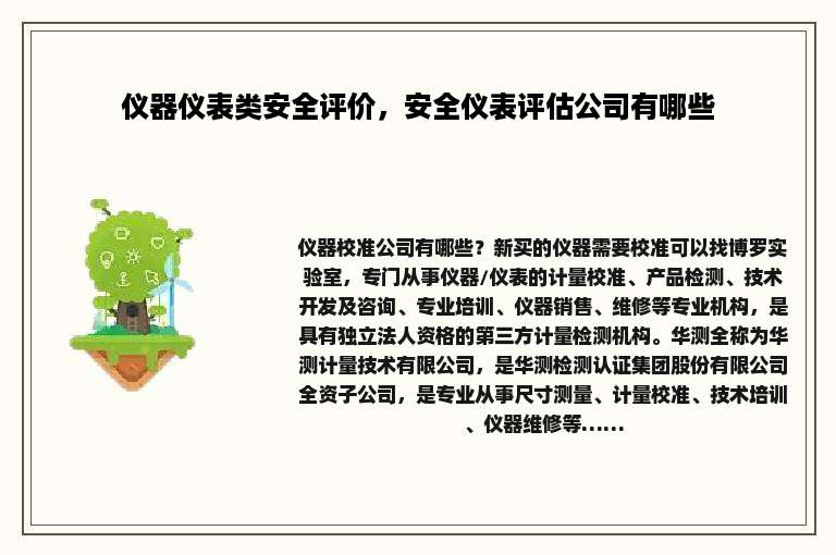 仪器仪表类安全评价，安全仪表评估公司有哪些