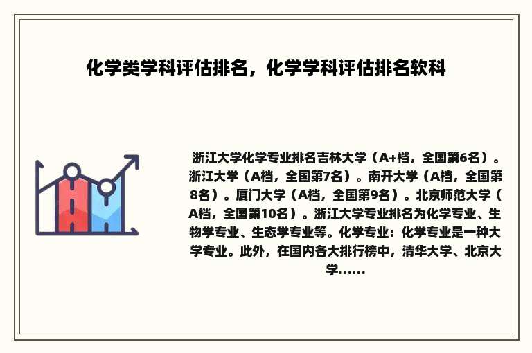 化学类学科评估排名，化学学科评估排名软科