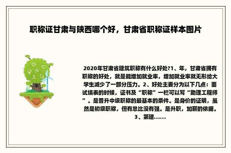 职称证甘肃与陕西哪个好，甘肃省职称证样本图片