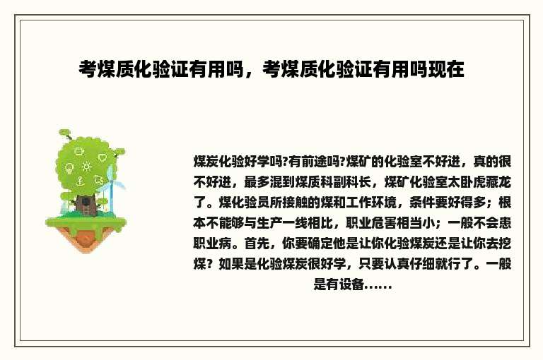 考煤质化验证有用吗，考煤质化验证有用吗现在