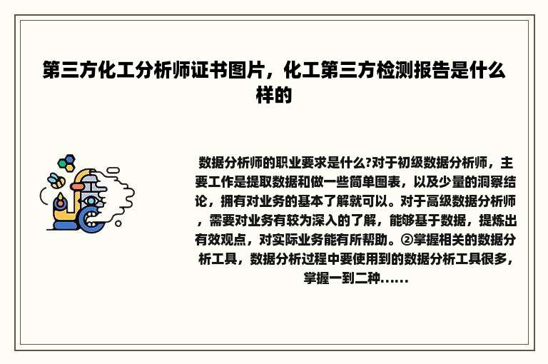 第三方化工分析师证书图片，化工第三方检测报告是什么样的