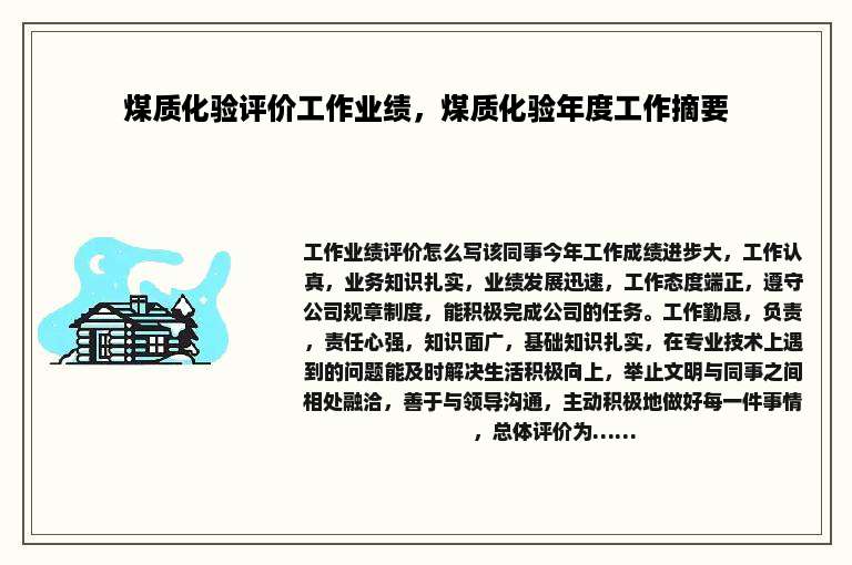 煤质化验评价工作业绩，煤质化验年度工作摘要