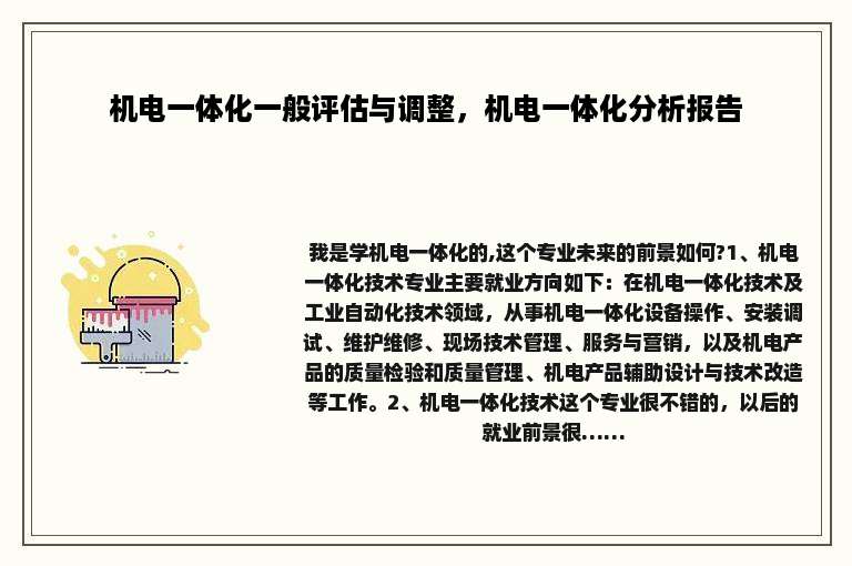 机电一体化一般评估与调整，机电一体化分析报告