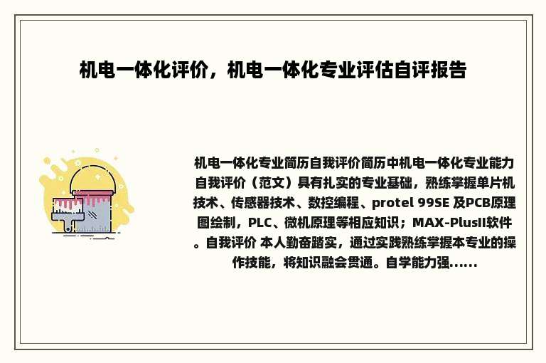 机电一体化评价，机电一体化专业评估自评报告